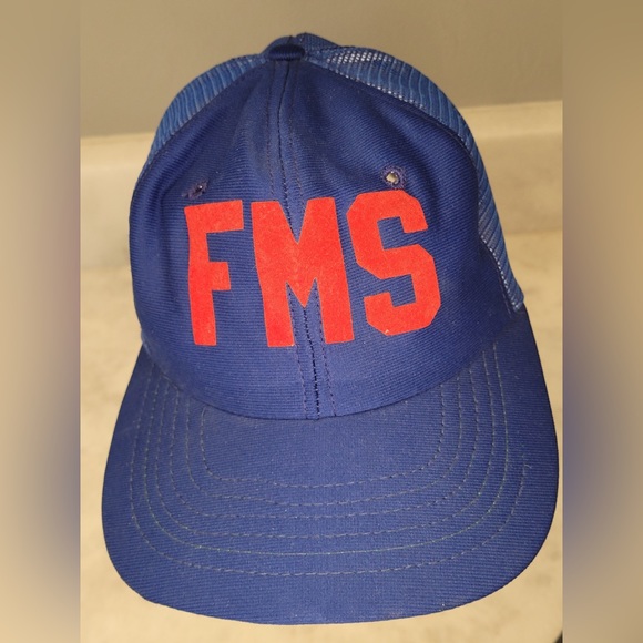 New Era Pro Mesh Snapback Vintage Hat Red FMS Trucker Cap M/L Dupont Visor - Picture 1 of 4